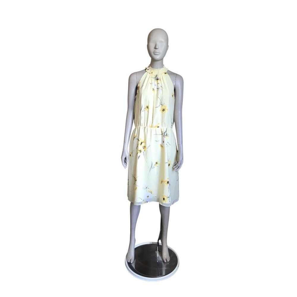 WHBM Yellow and White Floral Print Dress